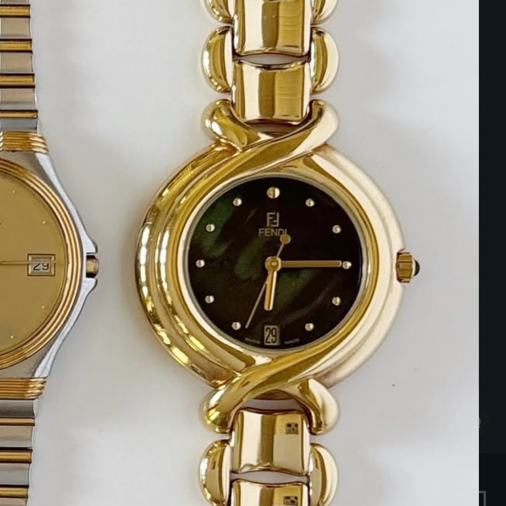 Fendi 1990s Seashell Dial Gold Plated Watch